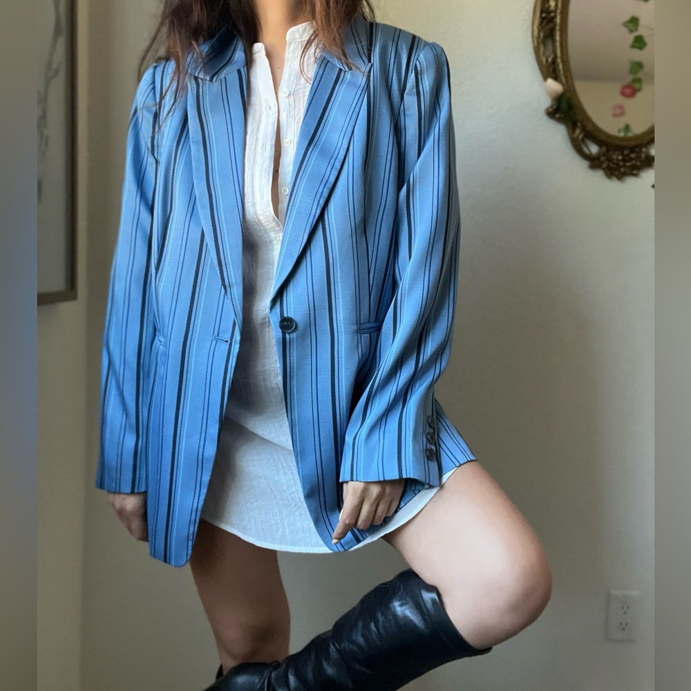 Vince Camuto Blue Striped Blazer Womens Size 14